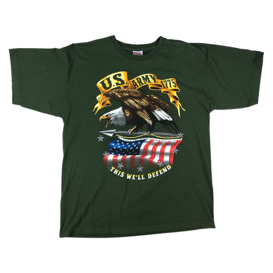 Vintage Green US Army Graphic Tee M