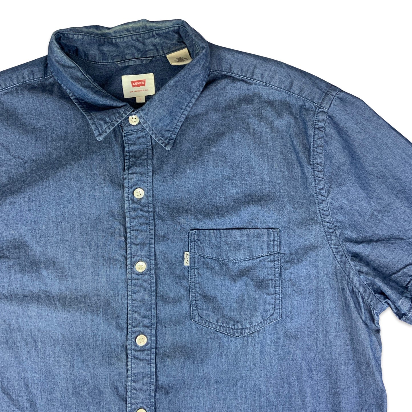 Levi's Blue Chambray Short Sleeved Shirt M L