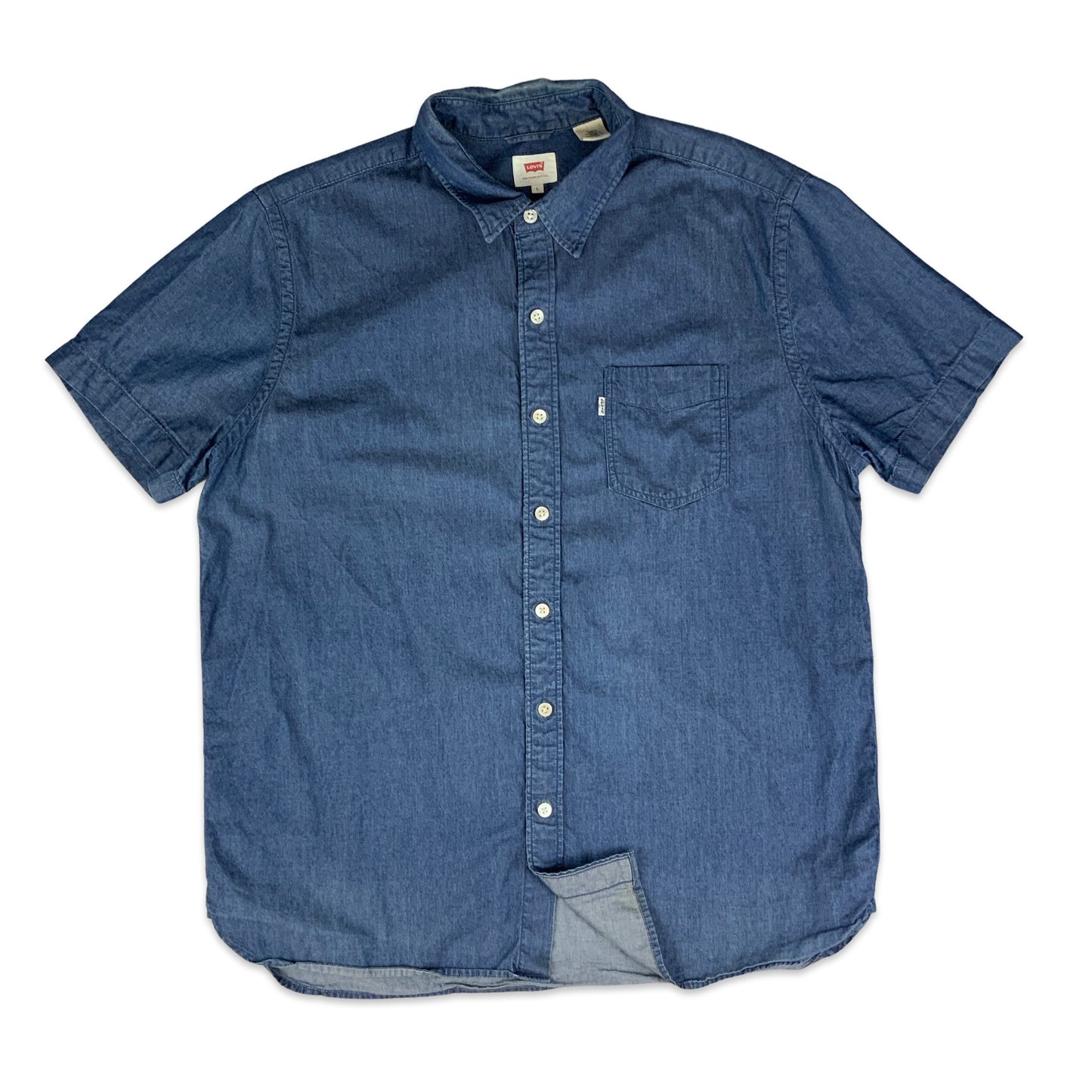 Levi's Blue Chambray Short Sleeved Shirt M L