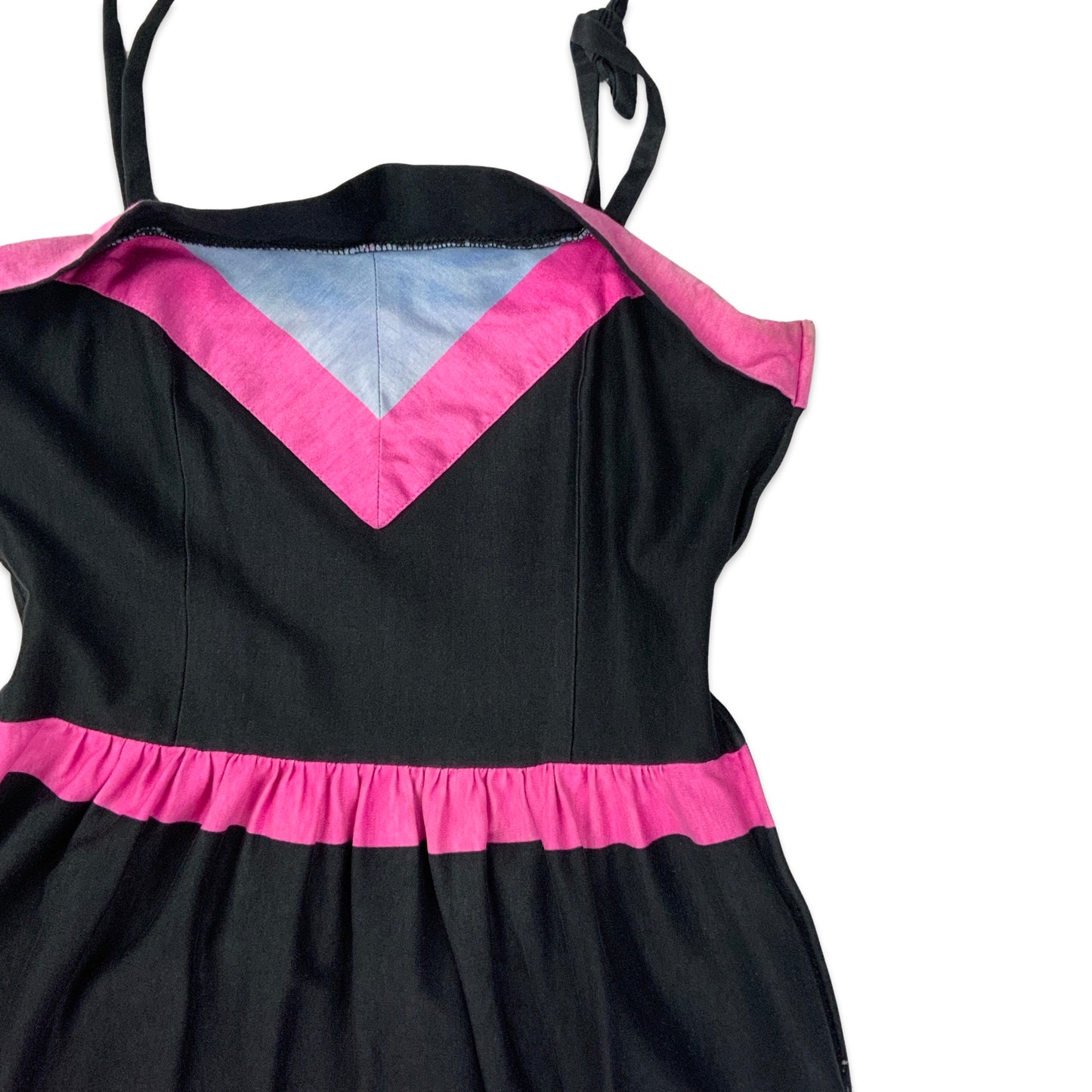 Vintage Black & Pink Strappy Sleeveless Dress 4