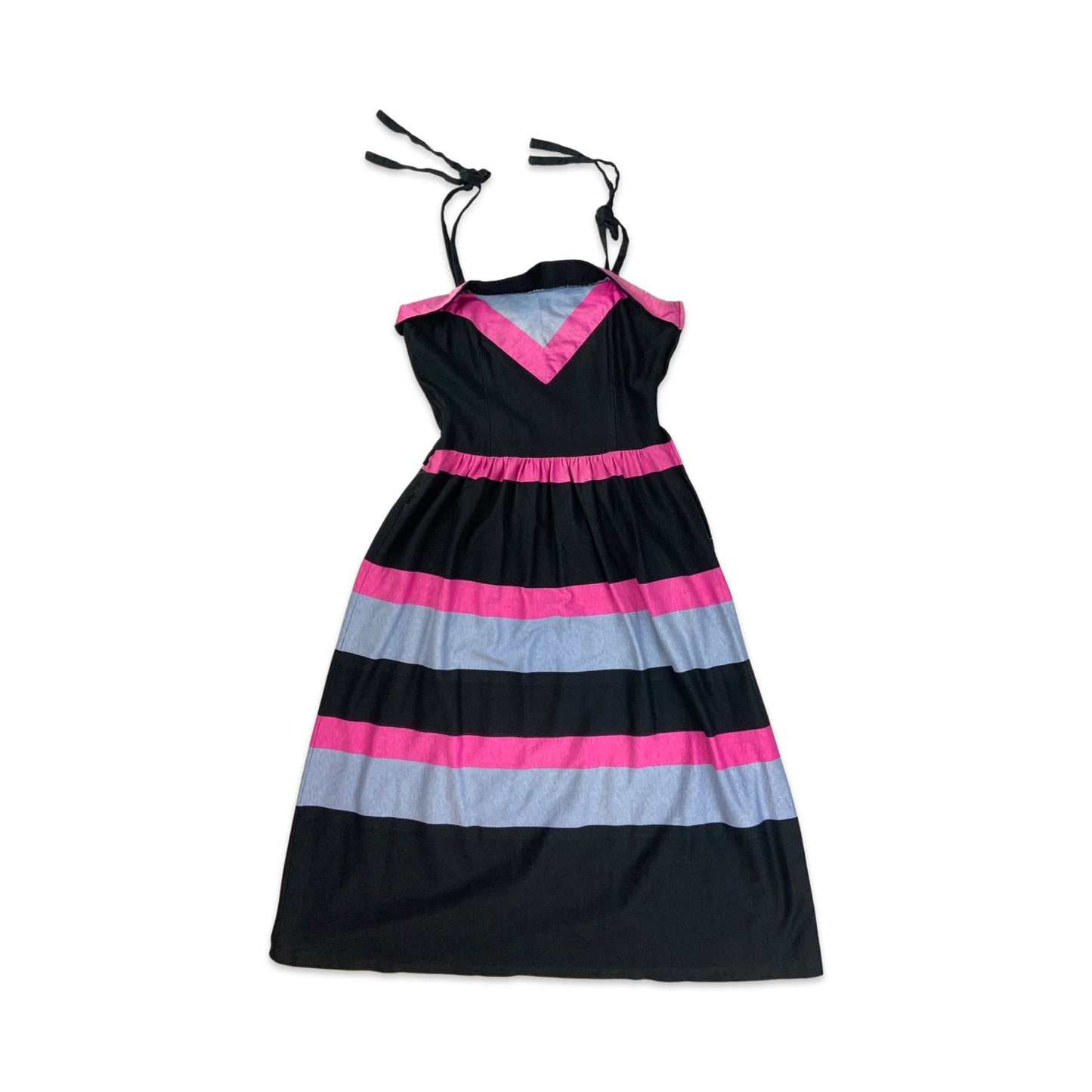 Vintage Black & Pink Strappy Sleeveless Dress 4