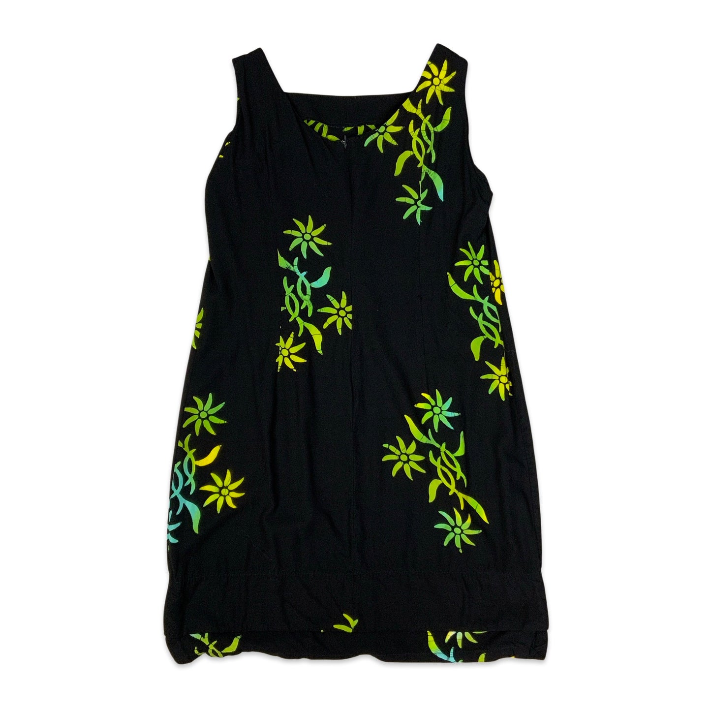 Y2K Black & Green Abstract Print Sleeveless Dress 14 16