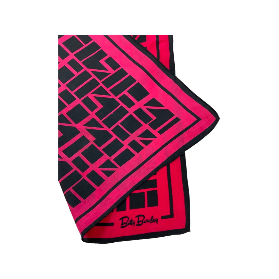 Vintage 80s Betty Barclay Black and Pink Scarf