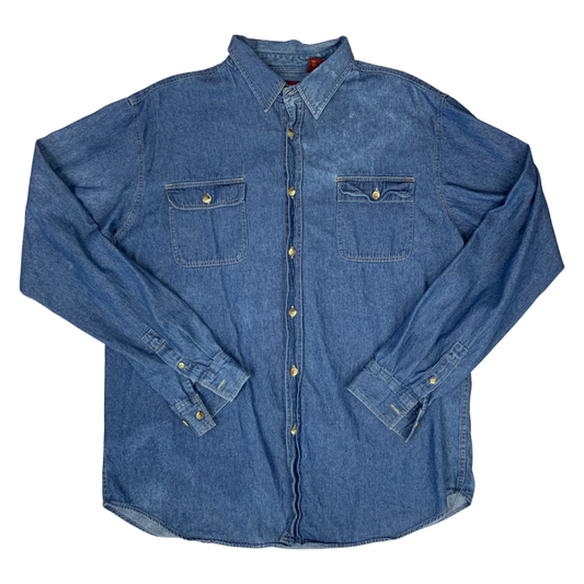 Vintage Y2K Denim Shirt Dark Blue XL