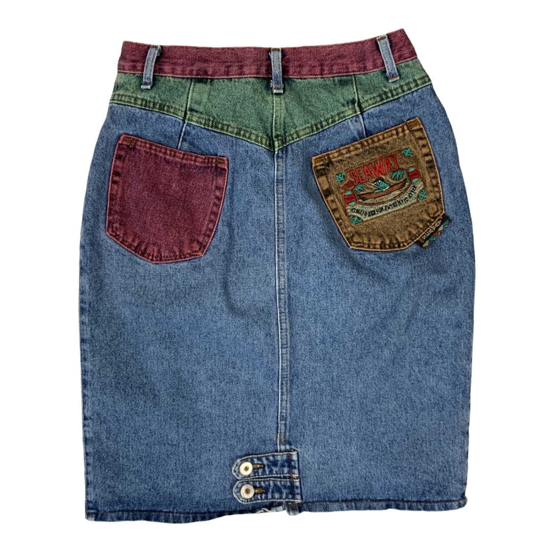 Vintage Blue Stonewash Denim Skirt 10