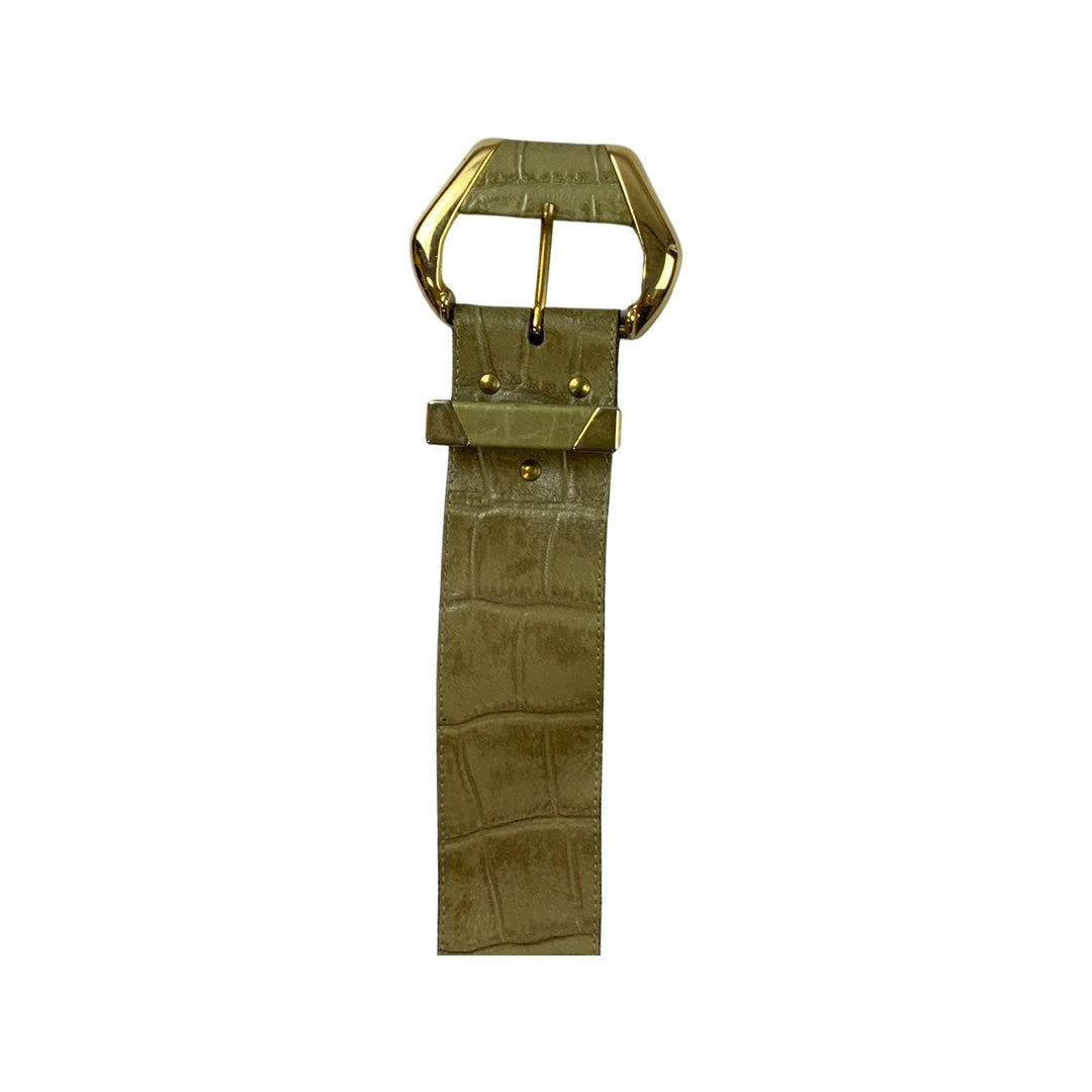 Vintage 70s Green Leather Belt