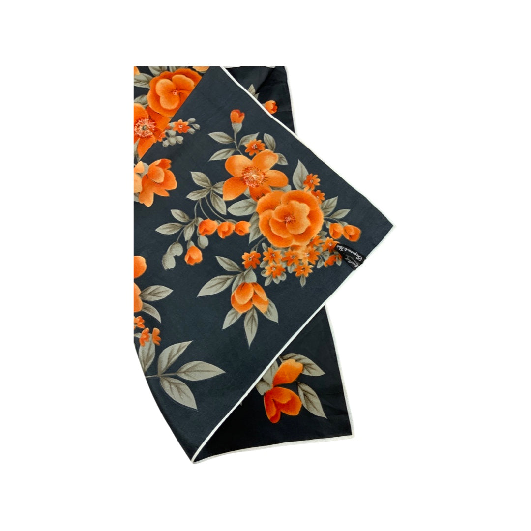 Vintage Black and Orange Floral Scarf