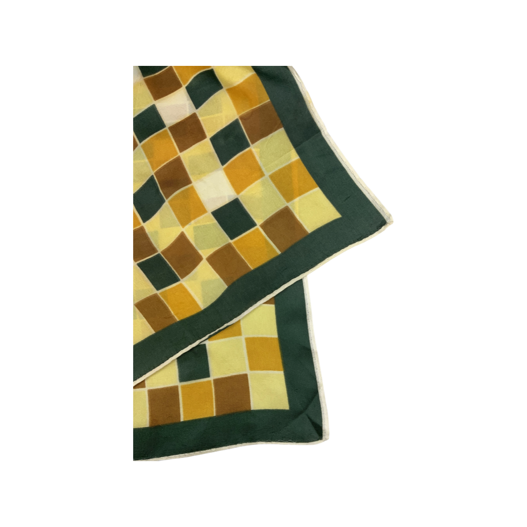 Vintage Green and Yellow Checked Scarf