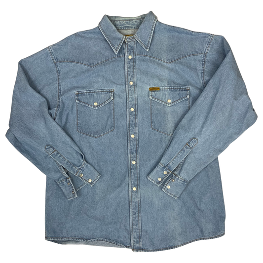 Vintage Maverick Denim Western Shirt Blue L
