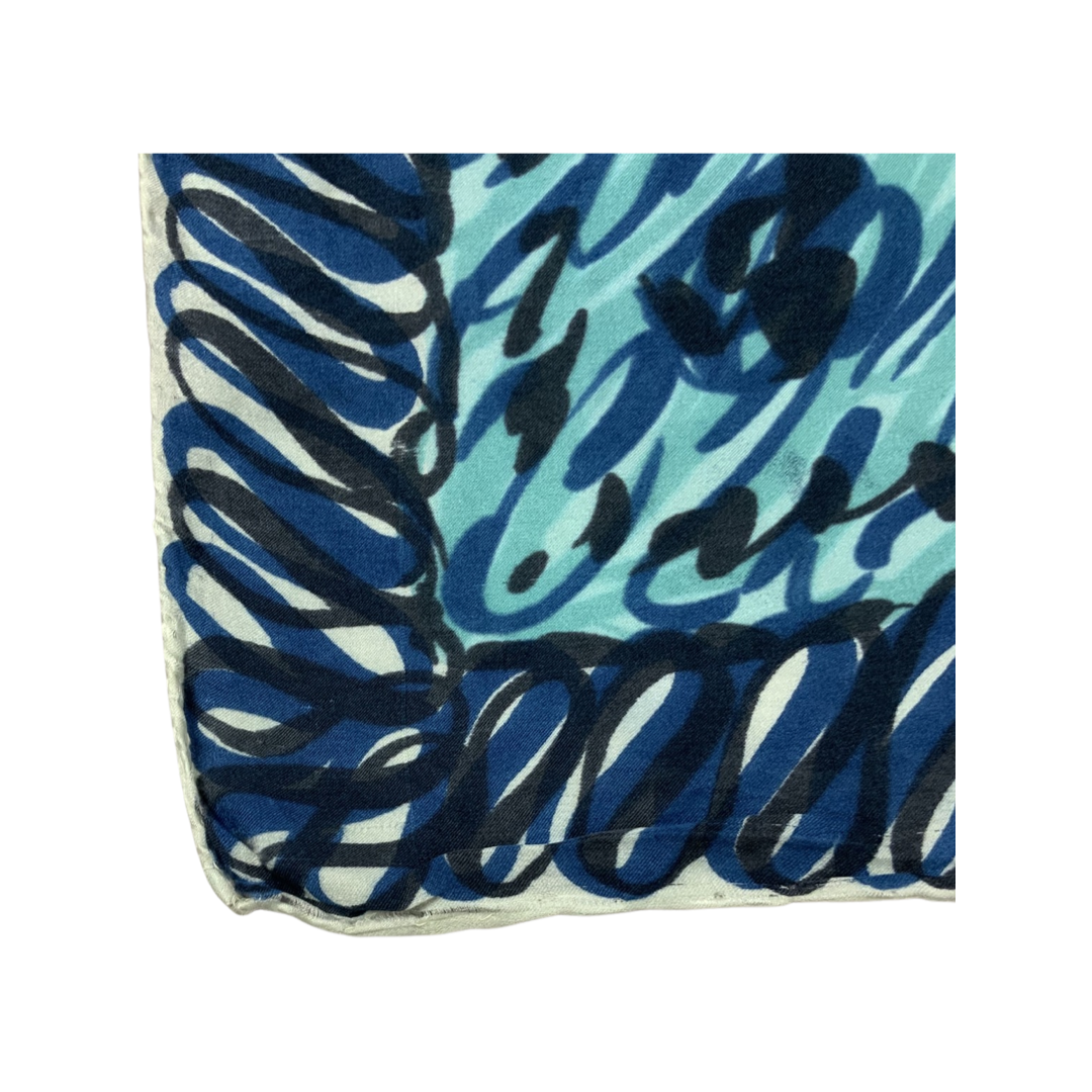 Vintage Blue Abstract Silk Scarf