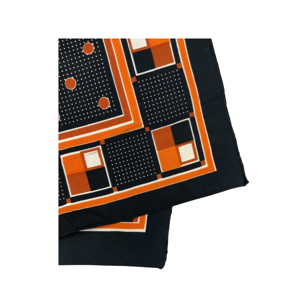 Vintage Black and Orange Art Deco Scarf