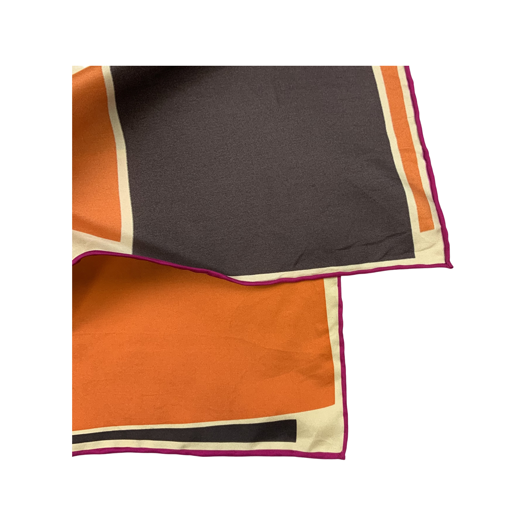Vintage Green, Orange and Pink Patterned Silk Scarf