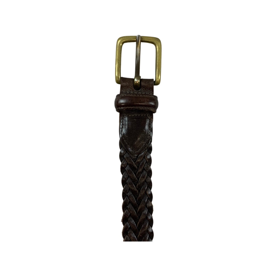 Vintage Brown Leather Braided Belt