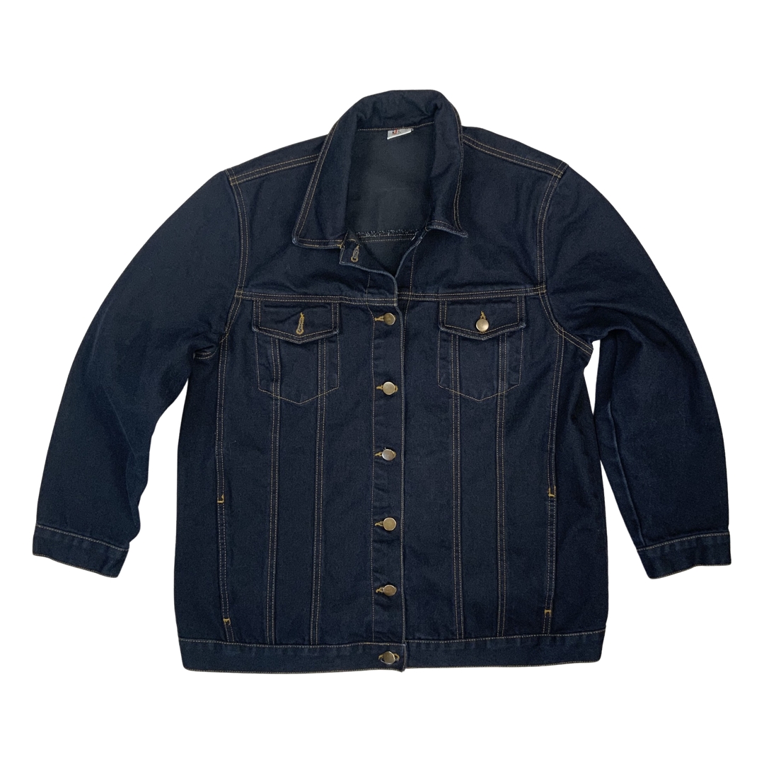 Vintage Ladies Y2K Denim Jacket Dark Indigo Blue 14