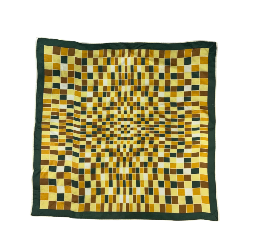 Vintage Green and Yellow Checked Scarf