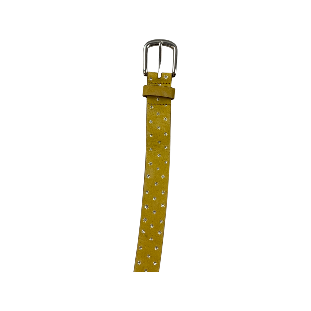 Vintage Yellow Leather with Silver Stars Belt