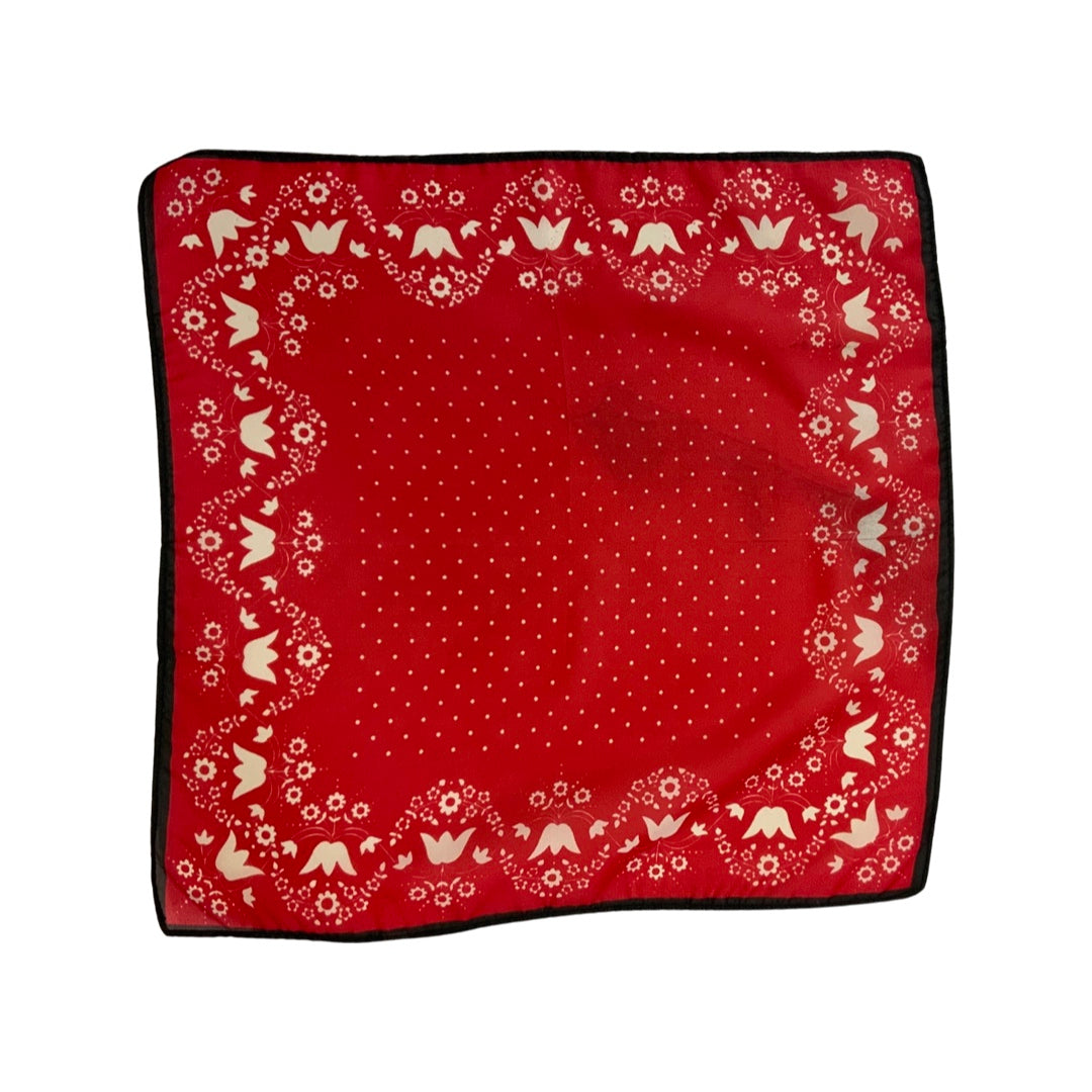 Vintage Red and White Chiffon Scarf