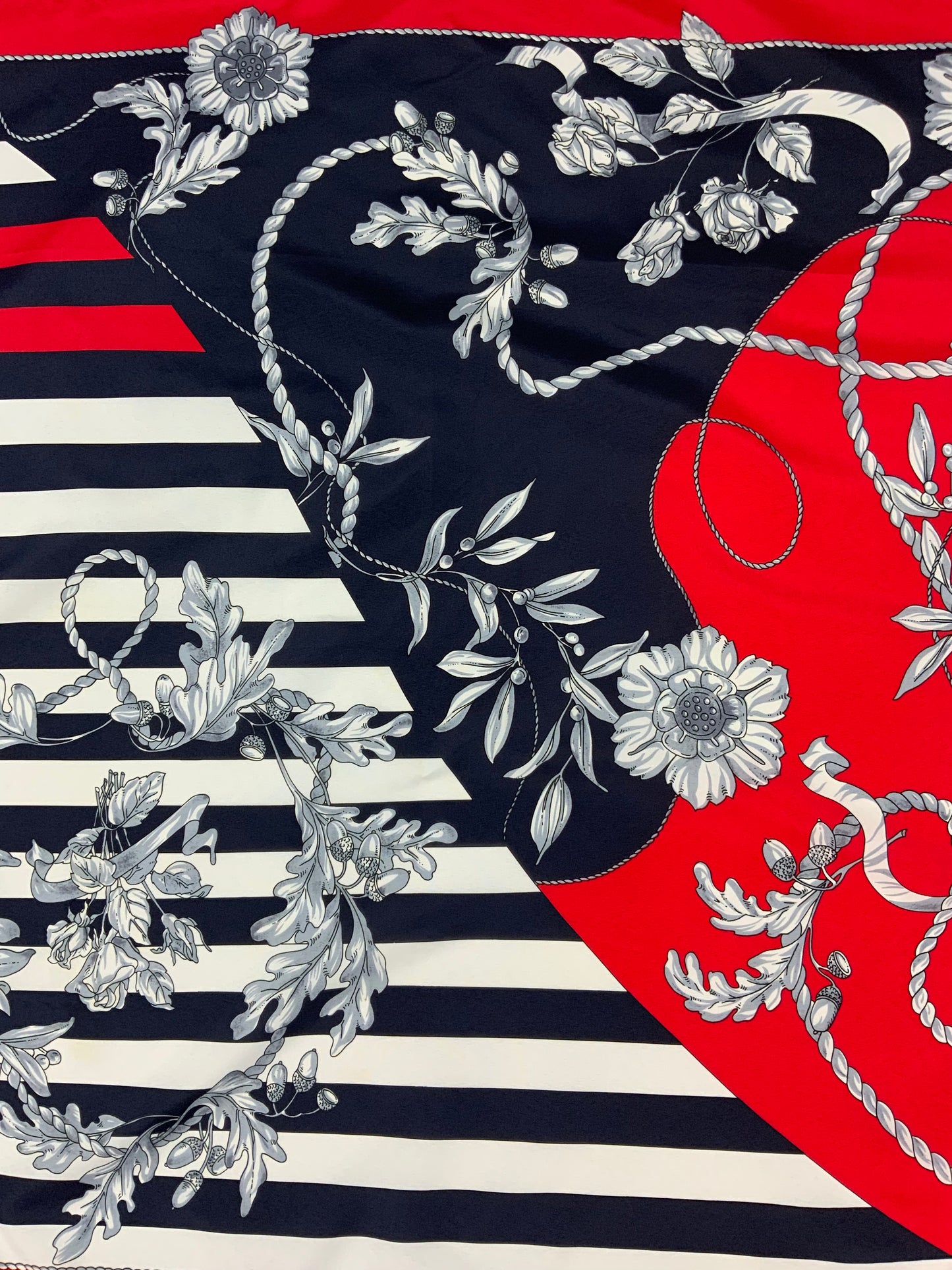 Vintage Navy, Red, and White Floral Scarf