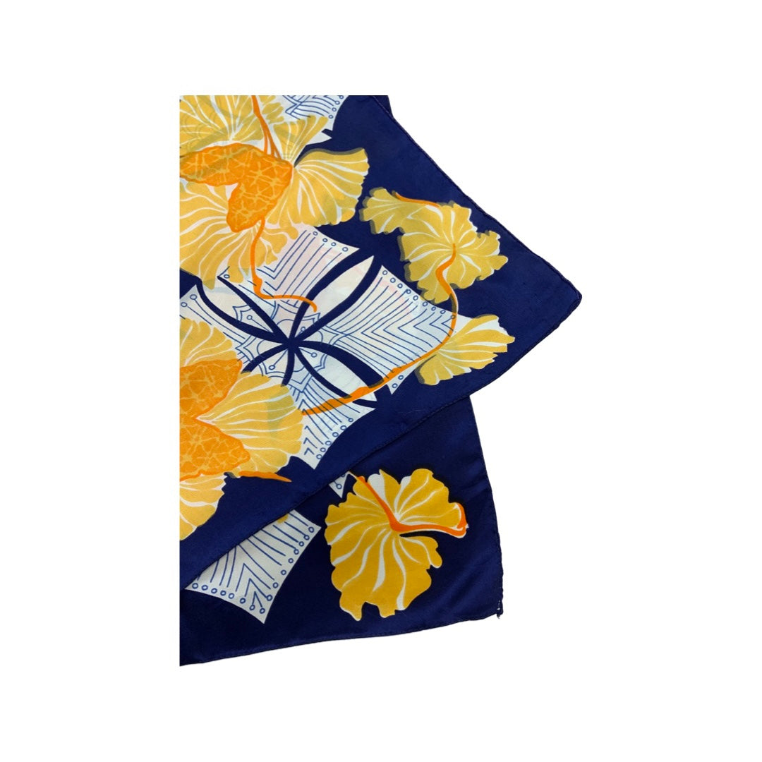 Vintage Blue and Yellow Floral Scarf