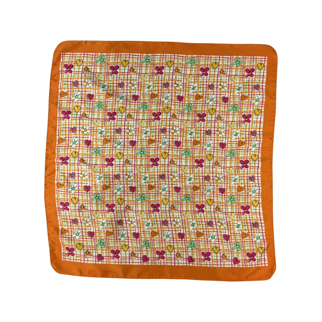 Vintage Orange and Pink Silk Scarf