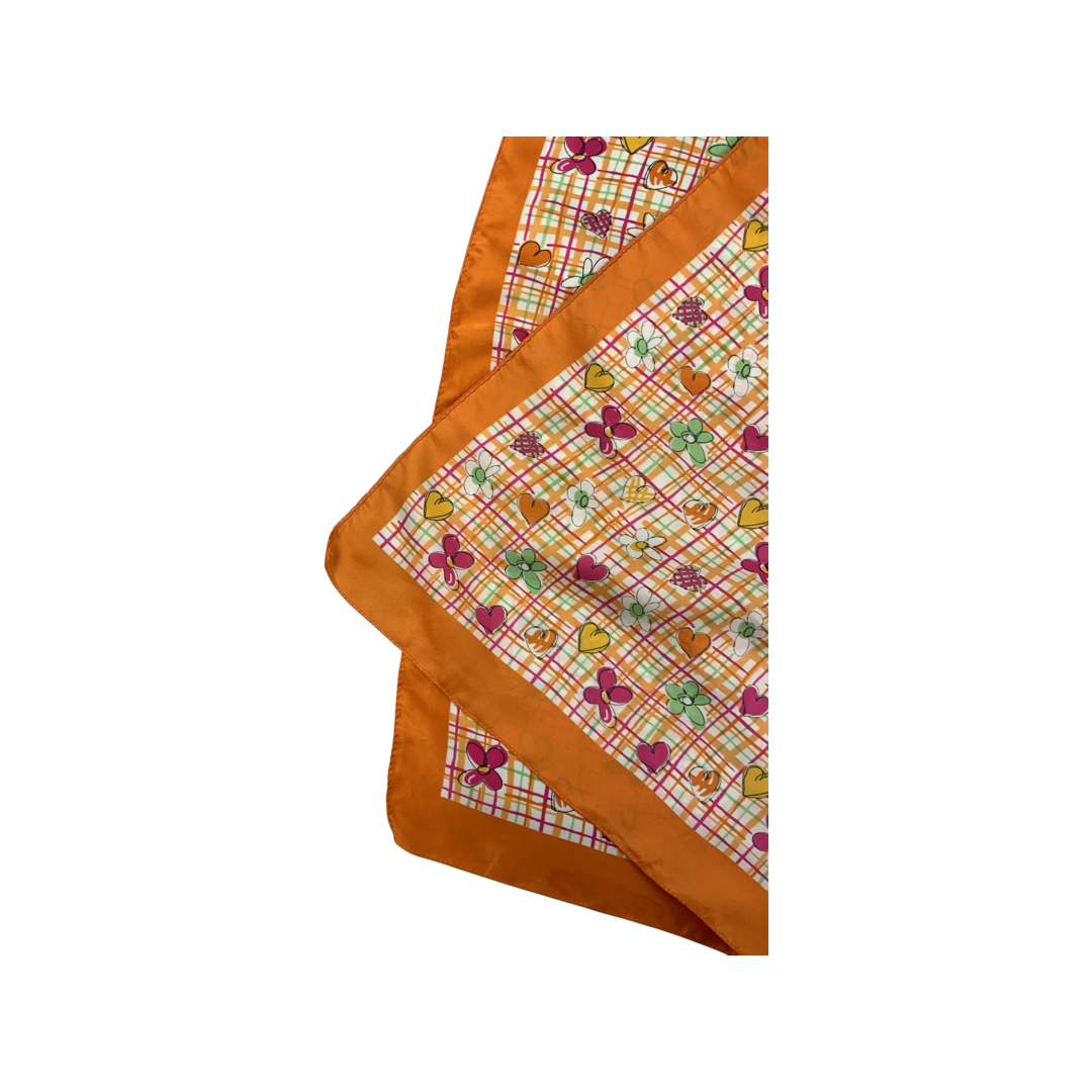 Vintage Orange and Pink Silk Scarf