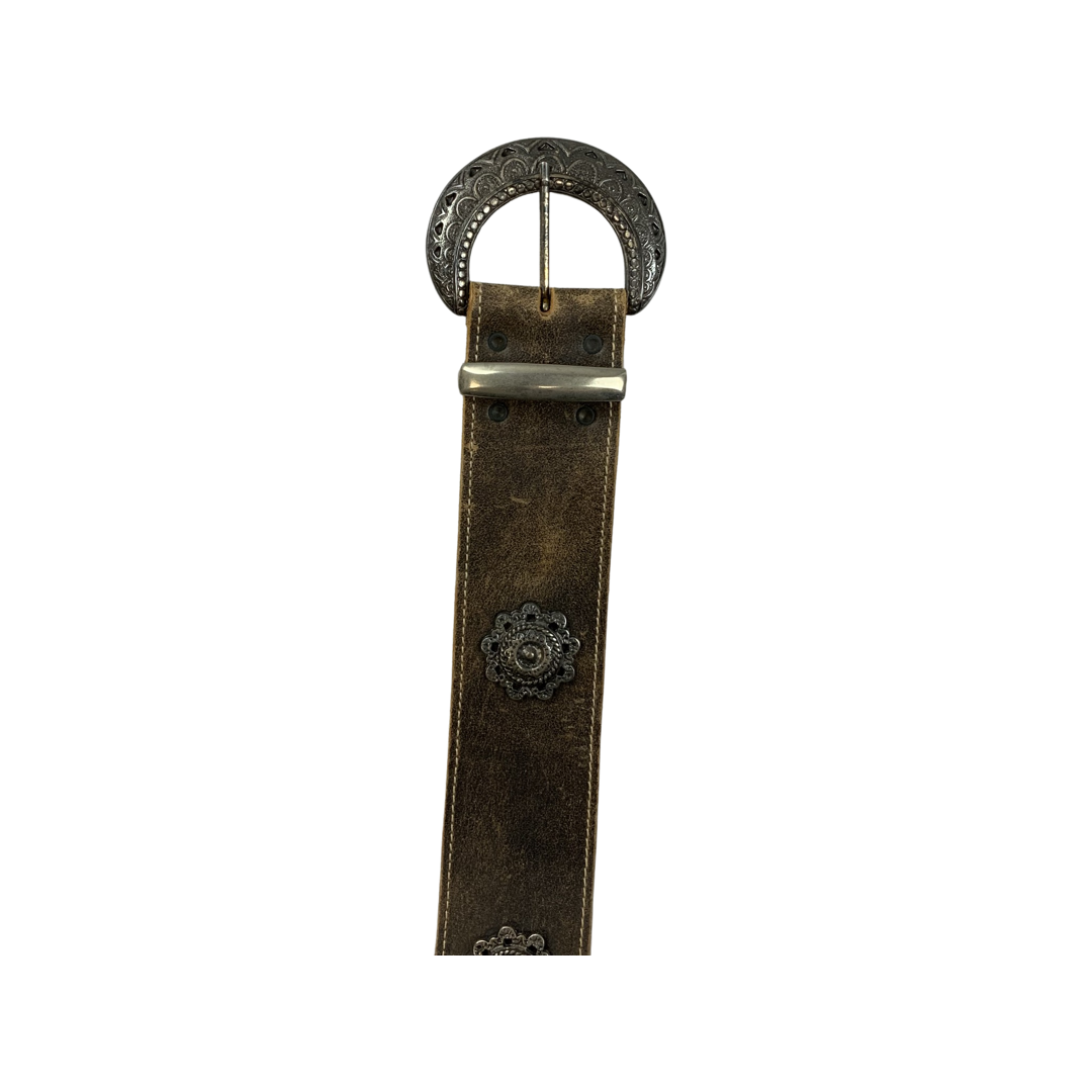 Vintage Boho Statement Brown Leather Buckle Belt