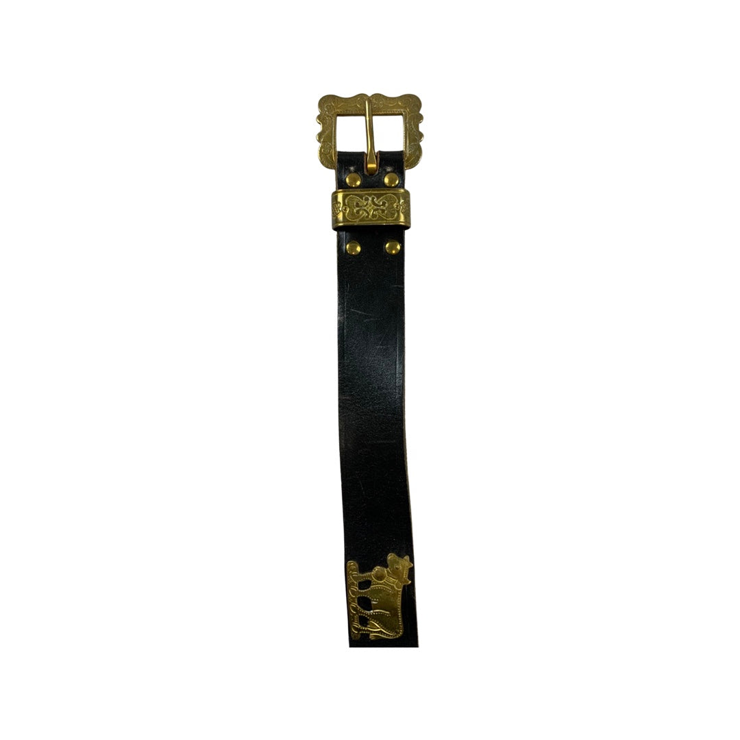 Vintage Boho Brass Detail Brown Leather Belt