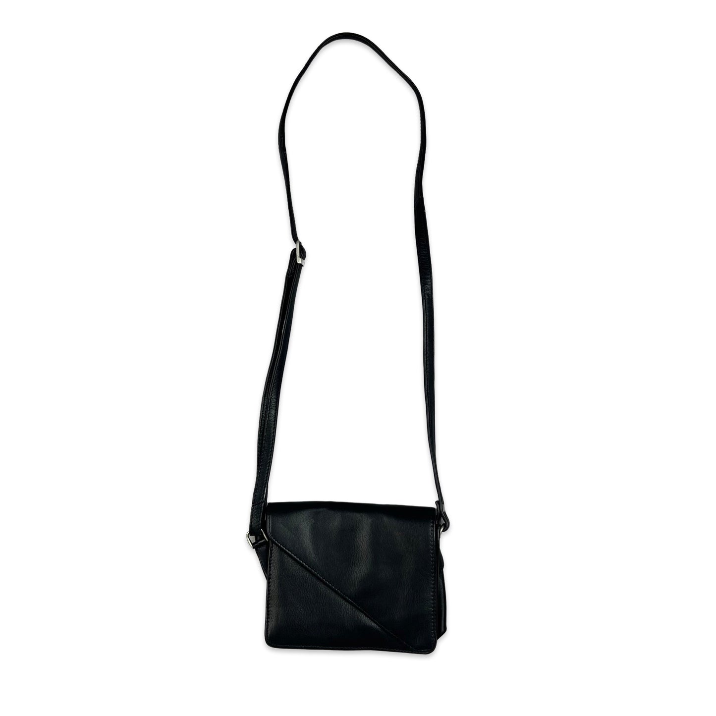 Vintage 90s Black Mini Crossbody Leather Handbag