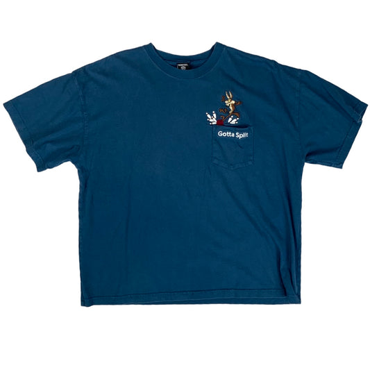 Vintage USA Warner Bros Wile Coyote Bowling T-Shirt Blue XL