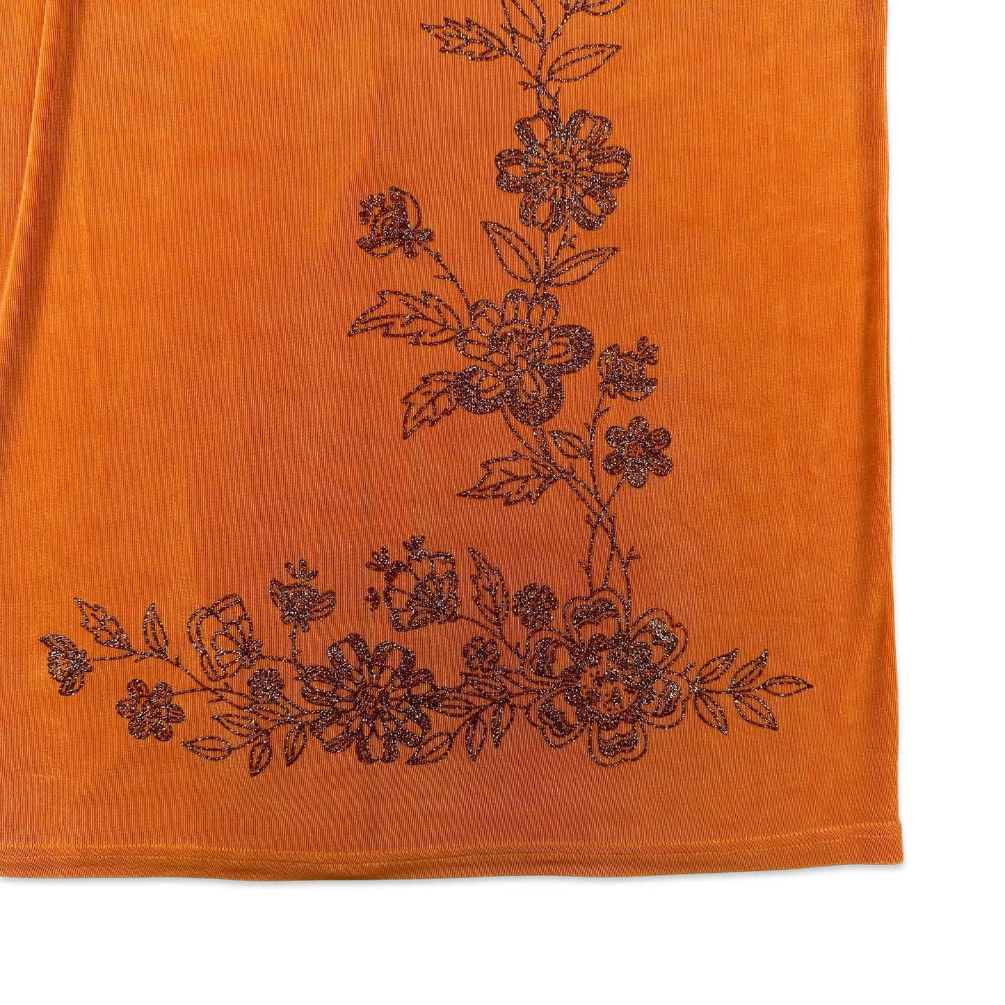 Y2K Vintage Orange Floral Maxi Skirt 12