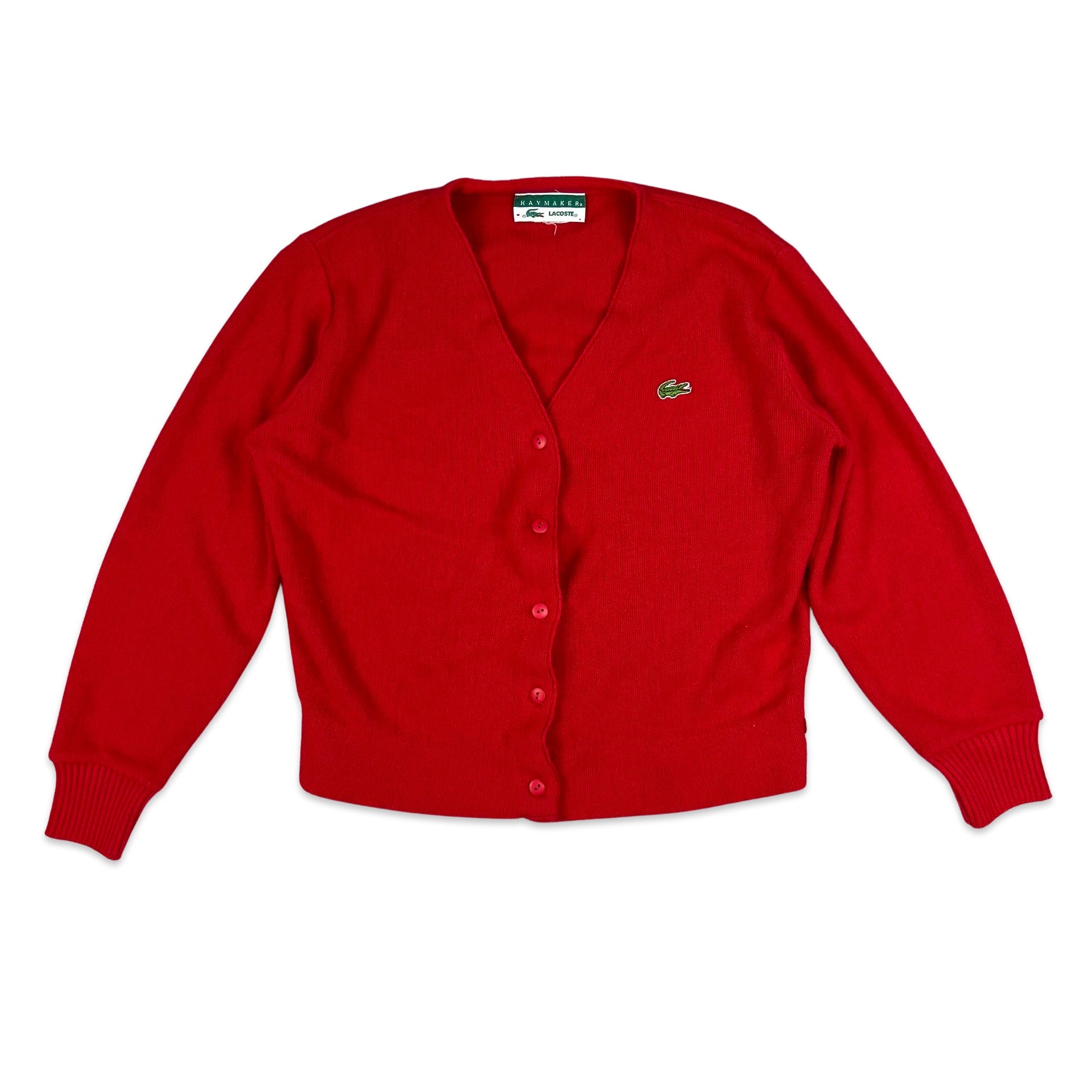 80s Vintage Lacoste Knit Cardigan Red 10 12 14