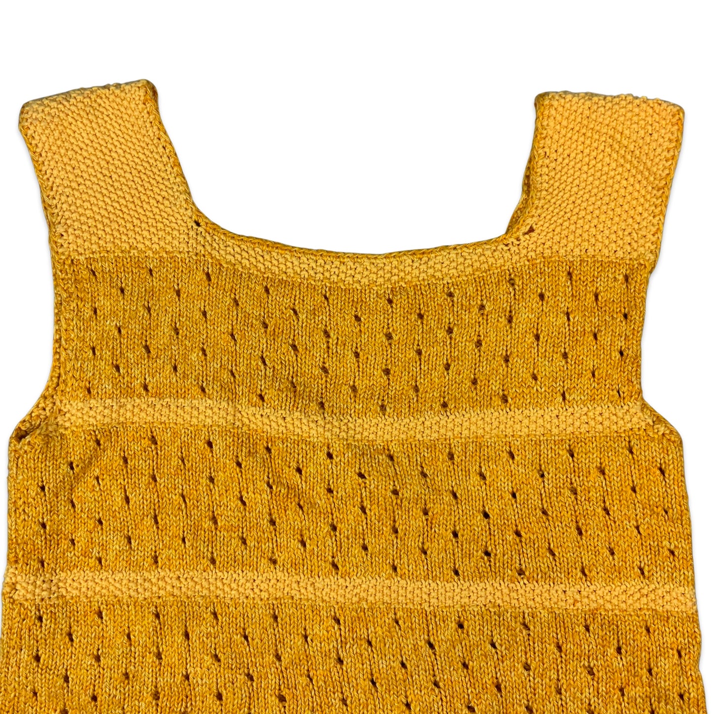 Vintage 70s Light Orange Knitted Crochet Vest Top 6 8