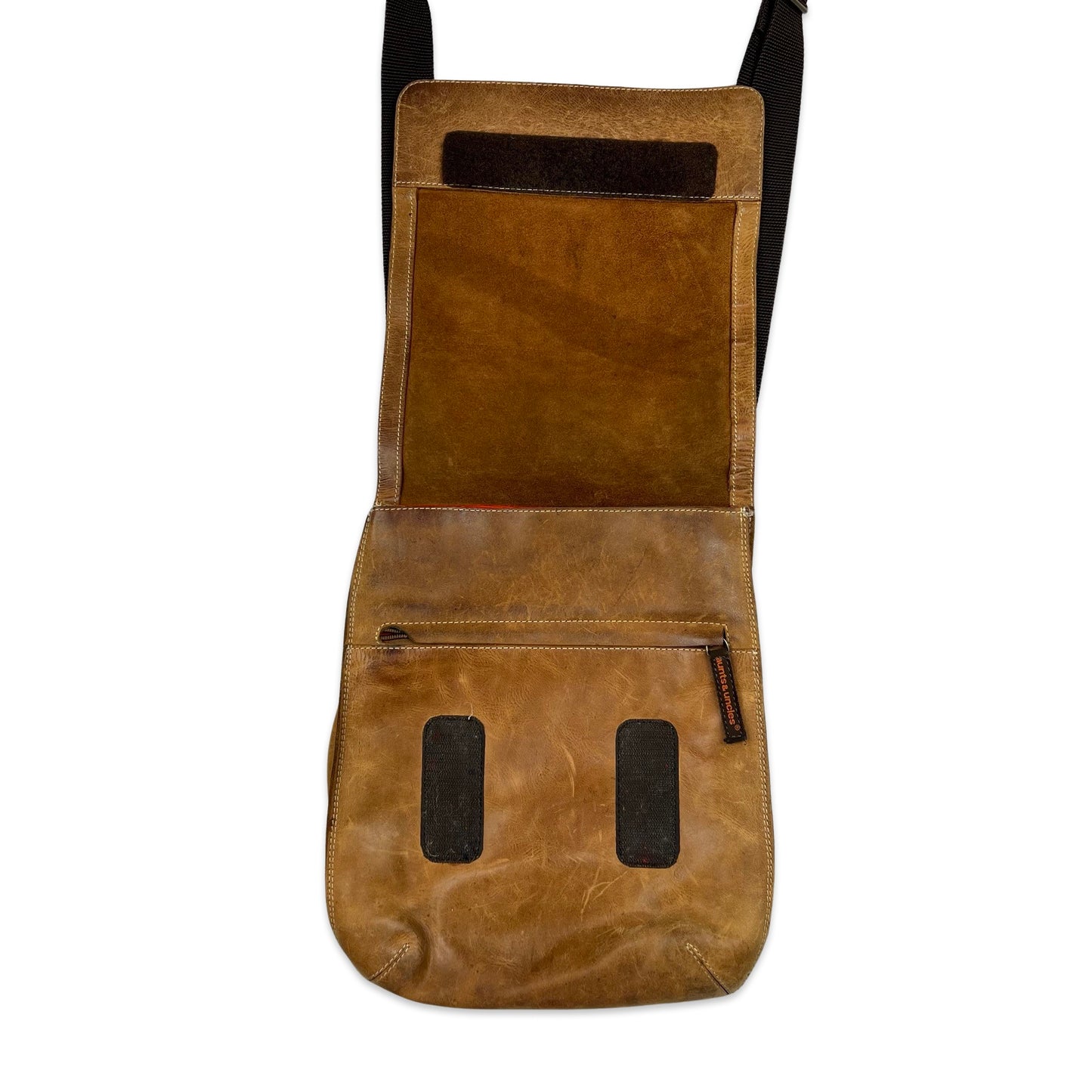 Vintage Y2K Leather Messenger Handbag Tan Brown