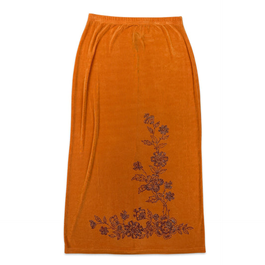 Y2K Vintage Orange Floral Maxi Skirt 12