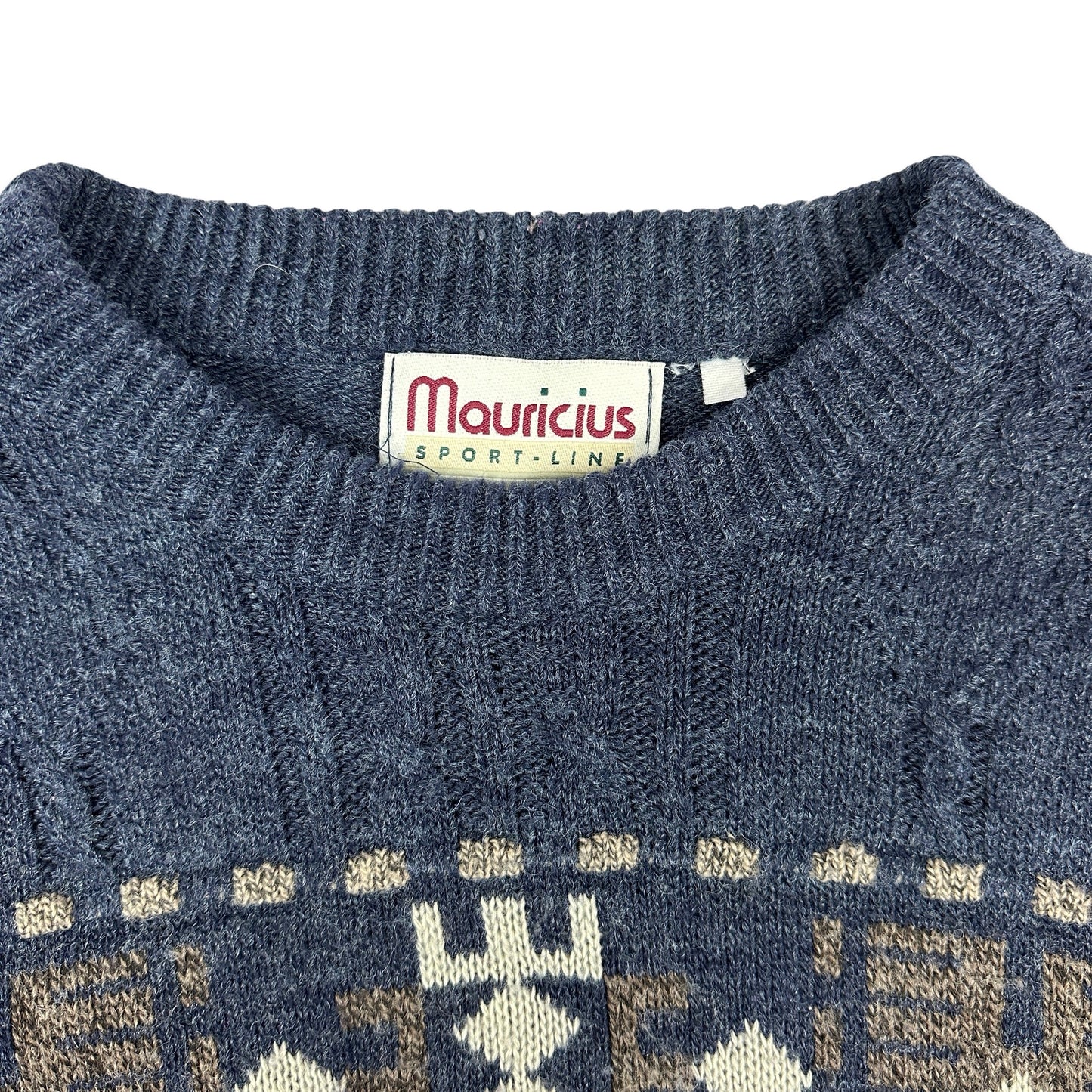 Vintage 90s Blue Patterned Knit Jumper XL