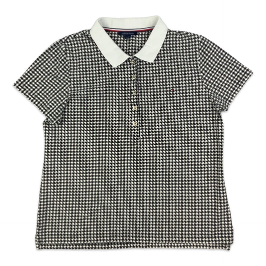 Tommy Hilfiger Black & White Dogtooth Polo Shirt 12 14