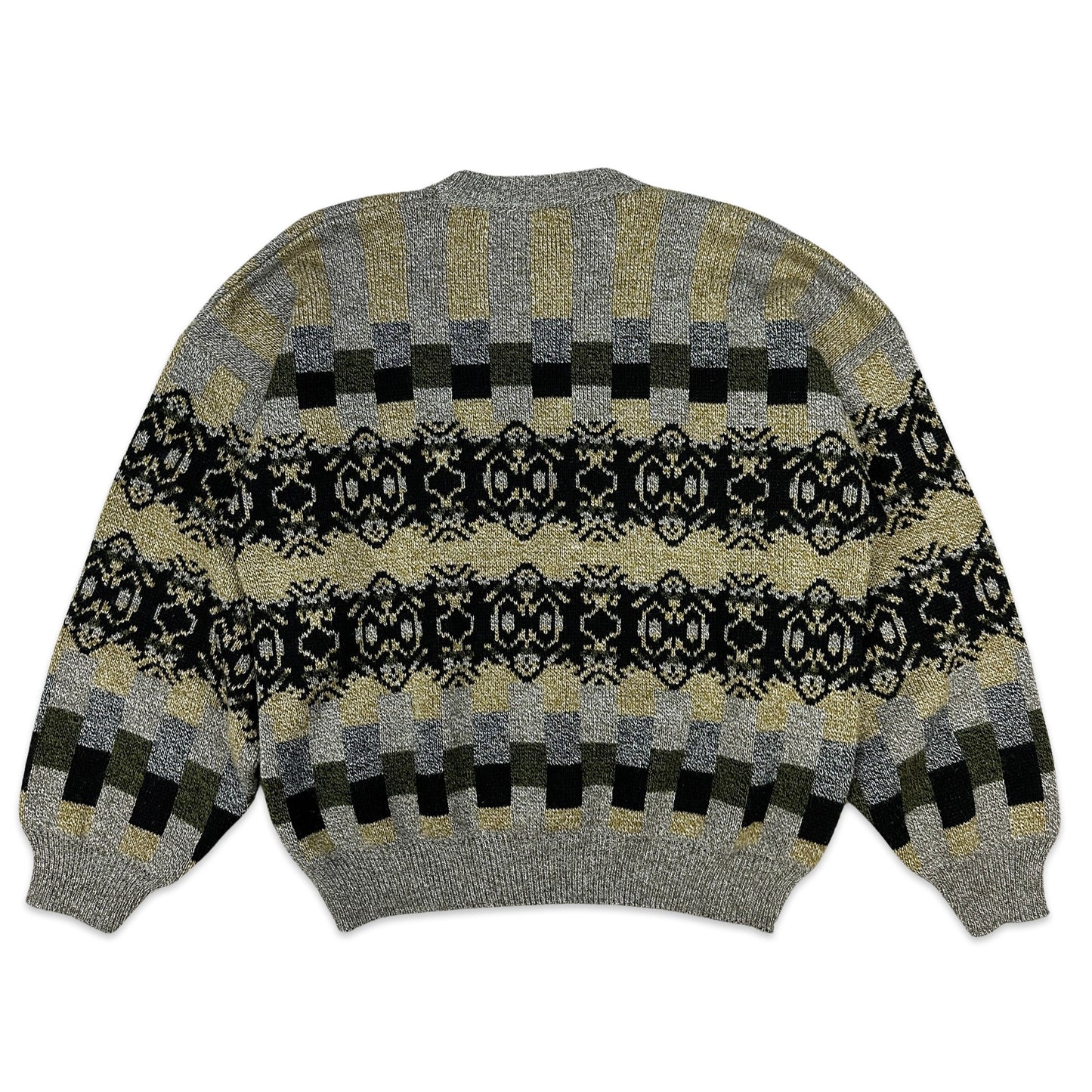 Vintage 80s Patterned Knit Jumper XL