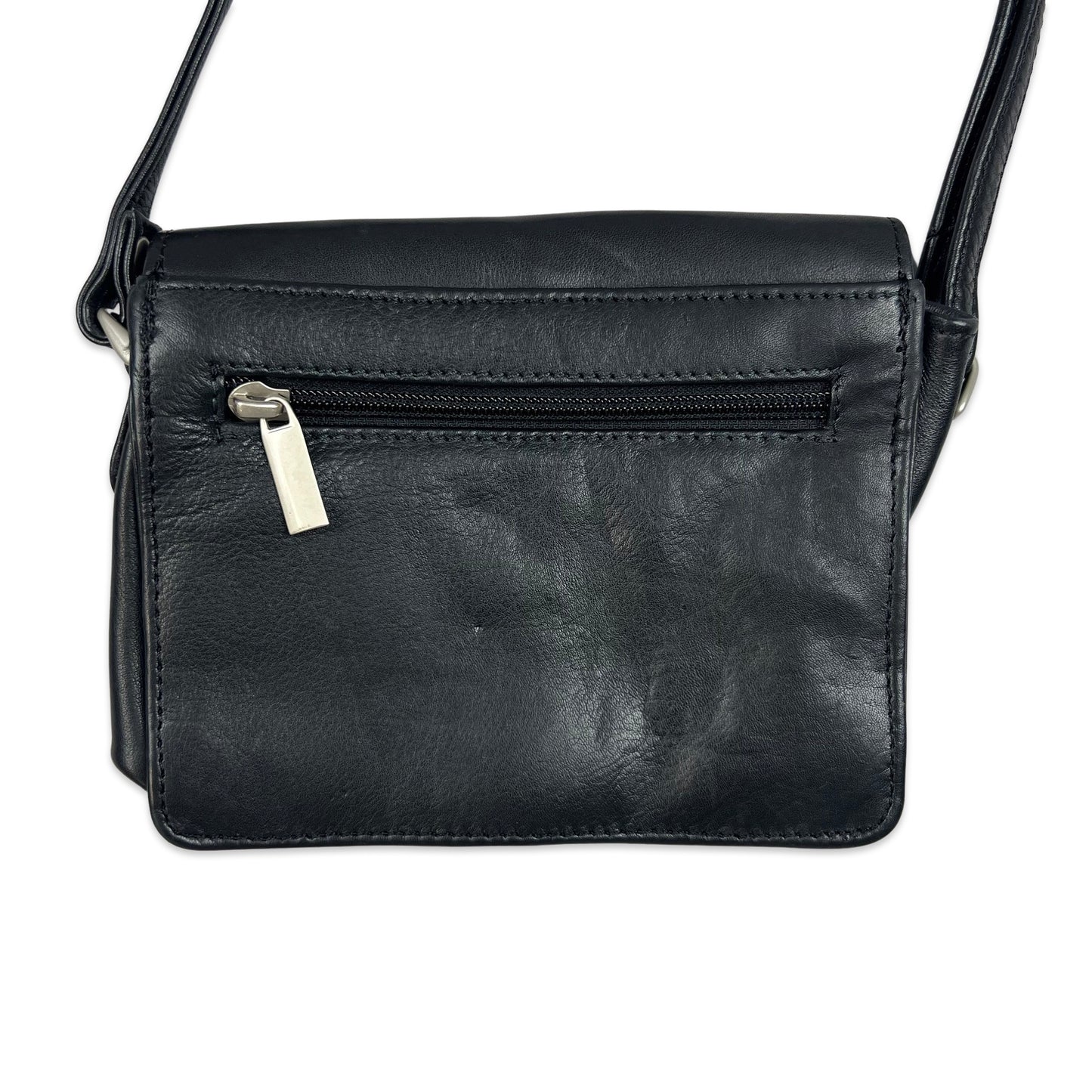 Vintage 90s Black Mini Crossbody Leather Handbag