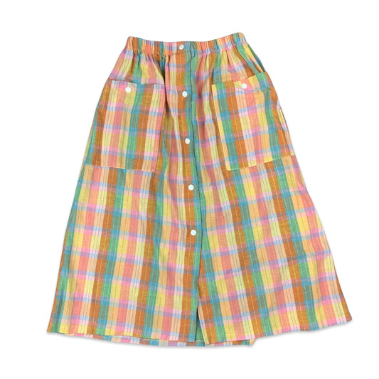 Vintage Pastel Gingham Pocket Midi Skirt 4 6
