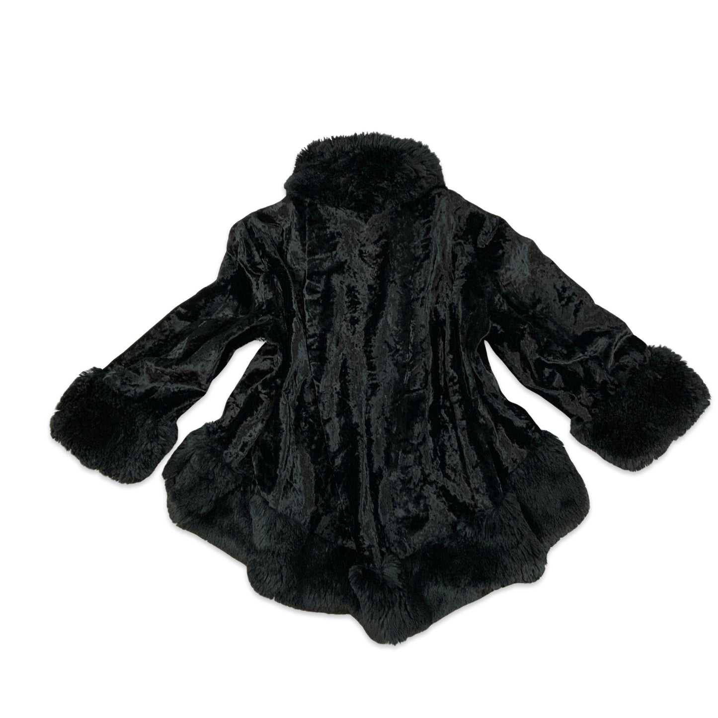 Vintage Y2K Black Velvet Faux Fur Princess Coat 14 16