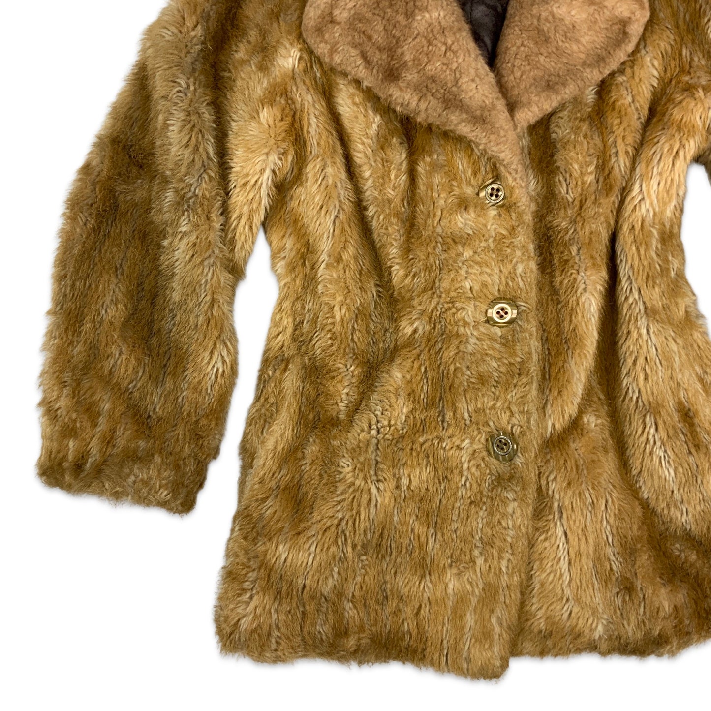 Vintage 90s Y2K Brown Faux Fur Coat 10 12