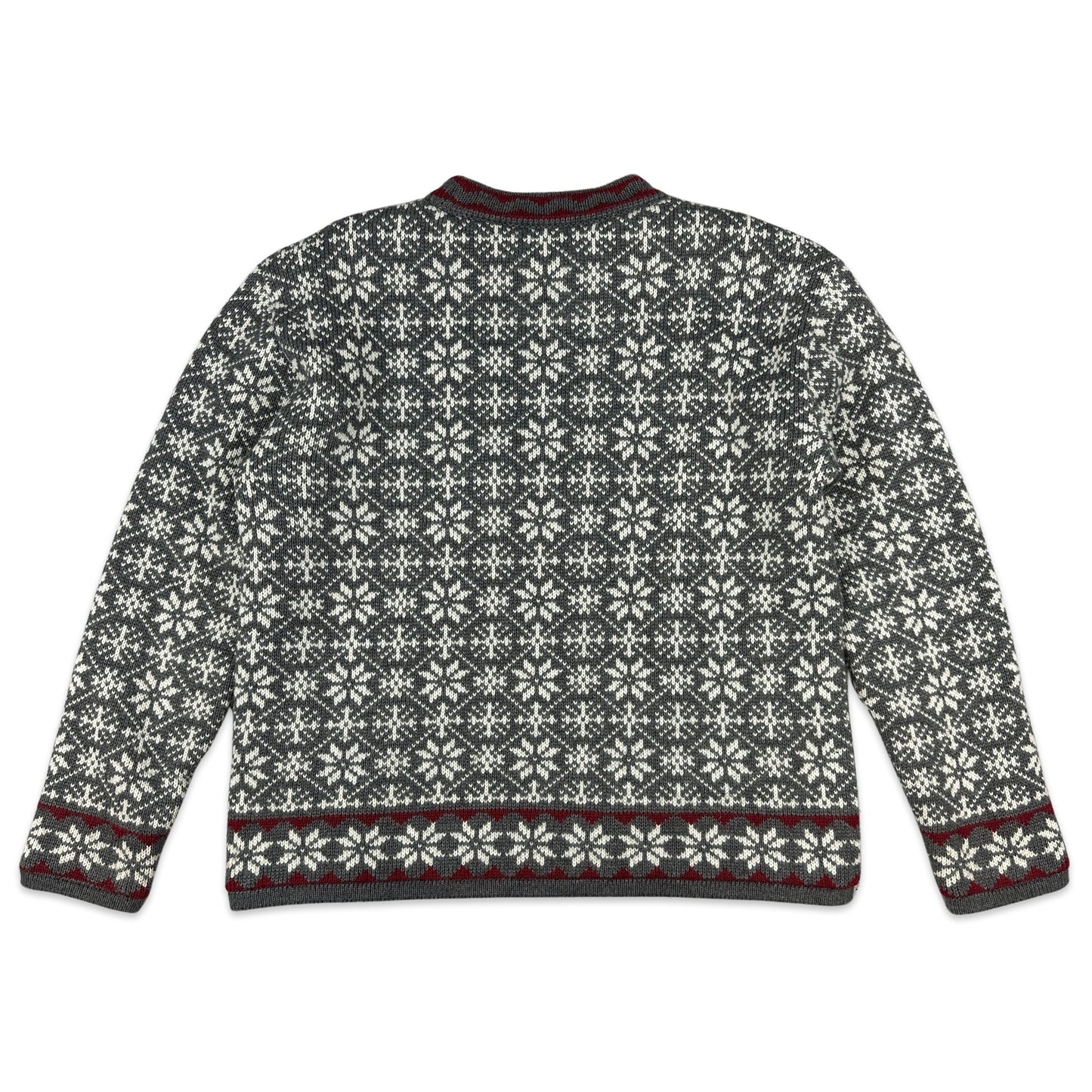 Vintage Preloved Snowflake Grey Patterned Knit Jumper 14