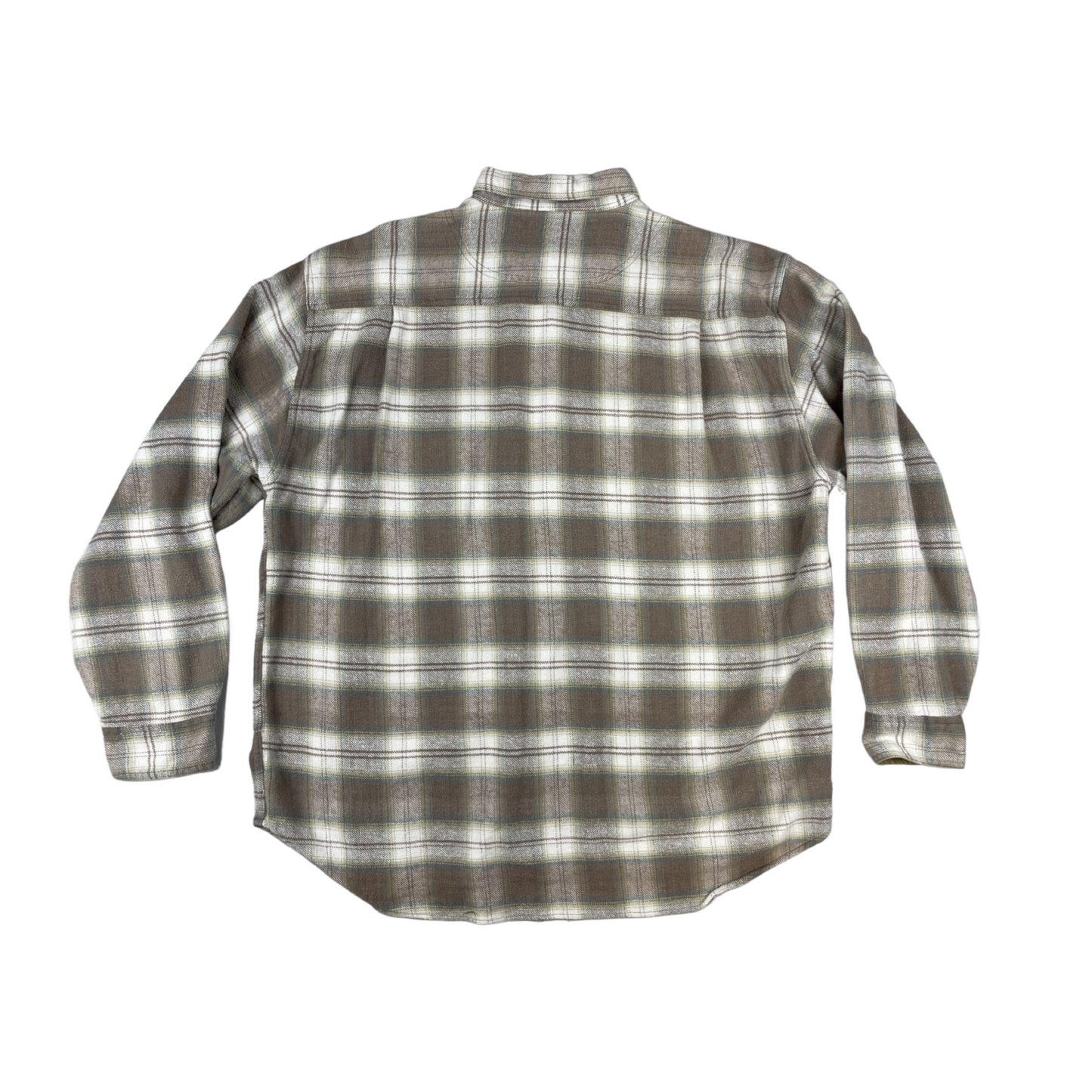Vintage Beige and White Plaid Flannel Shirt XXL