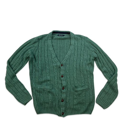 Green Cable Knit Cardigan M L
