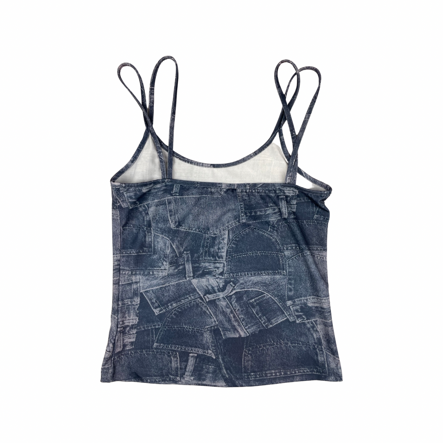 Vintage 90s Y2K Denim Printed Graphic Blue Vest Top 6