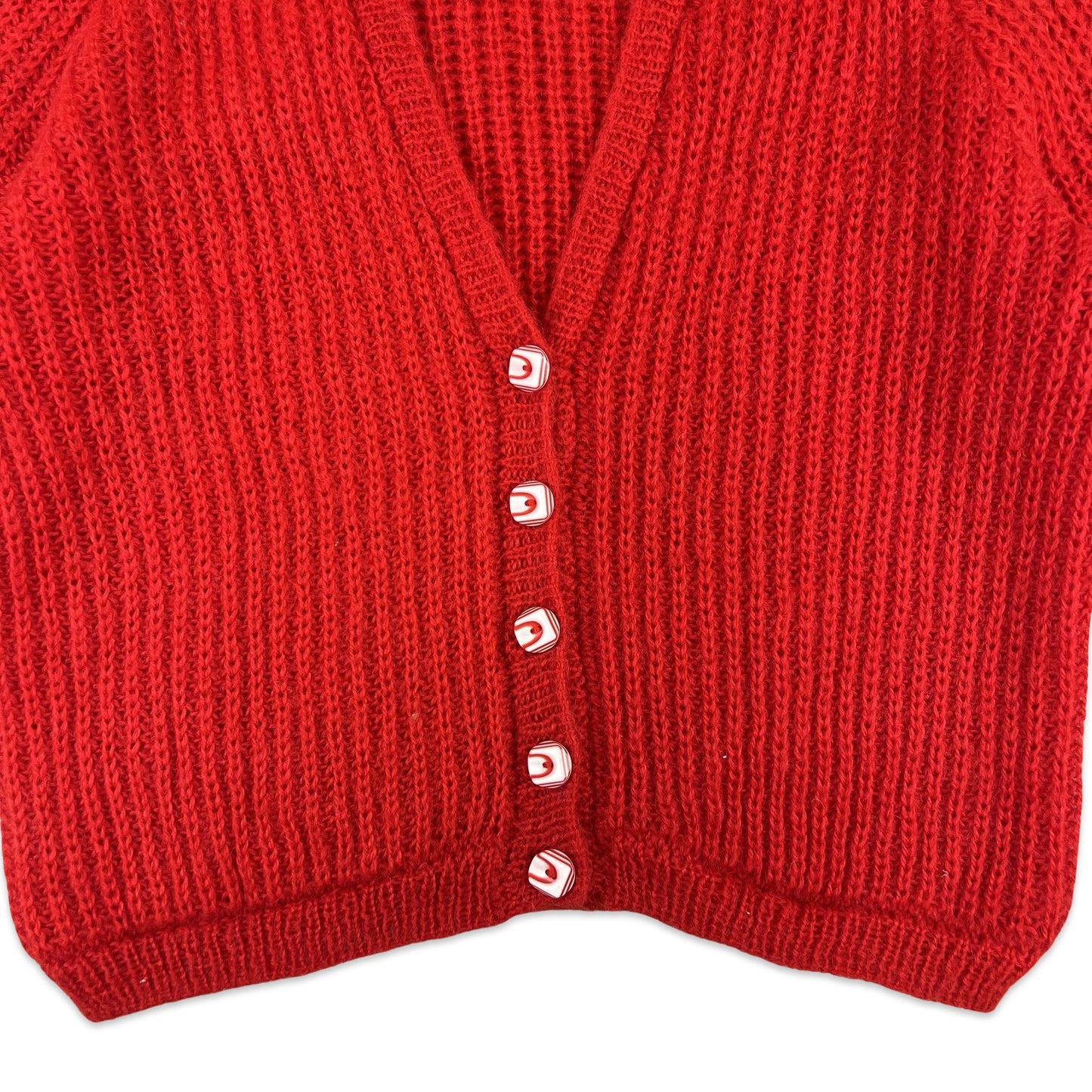 Vintage Mohair Cardigan Balloon Sleeve Red Size 16 18 20