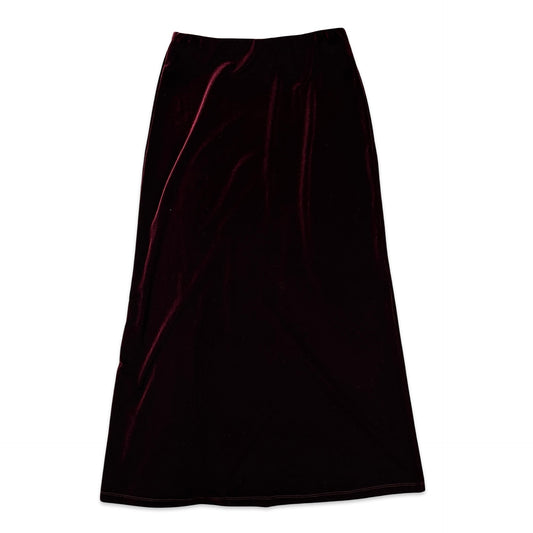 90s Vintage Red Velour Maxi Skirt 8 10