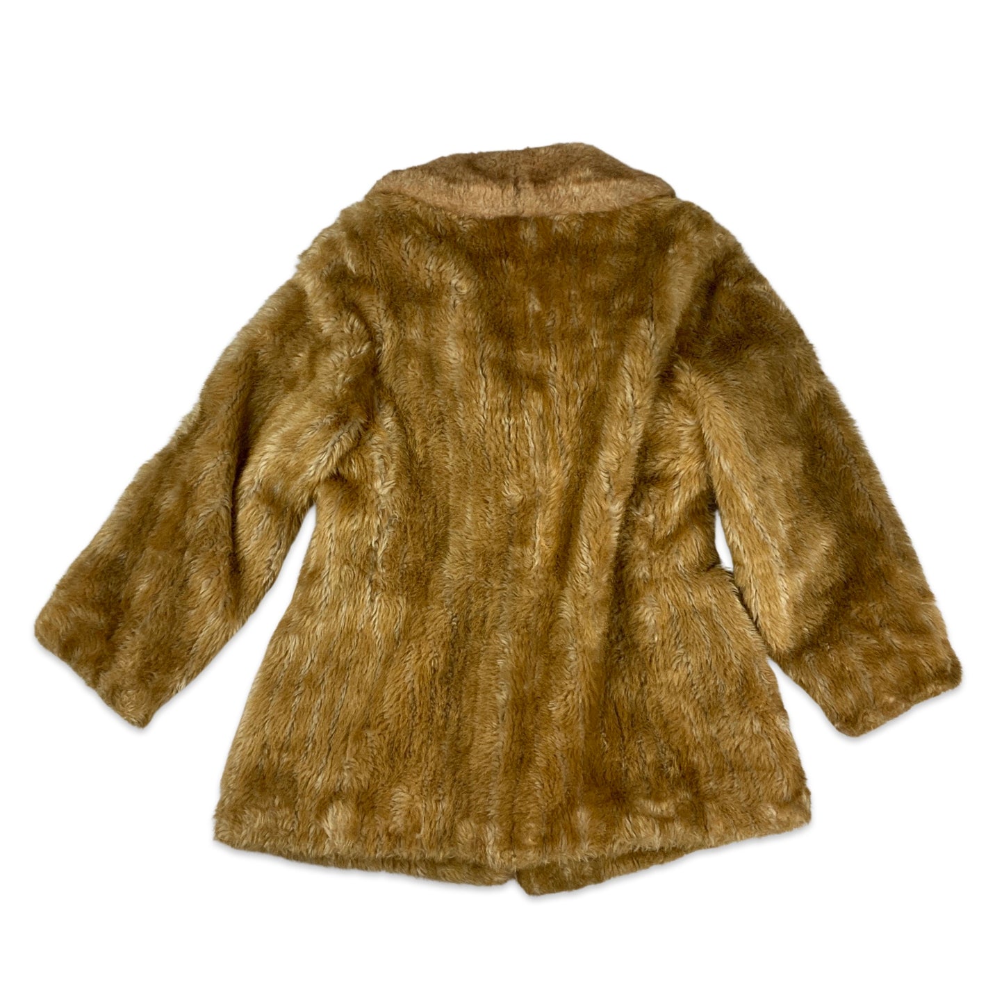 Vintage 90s Y2K Brown Faux Fur Coat 10 12