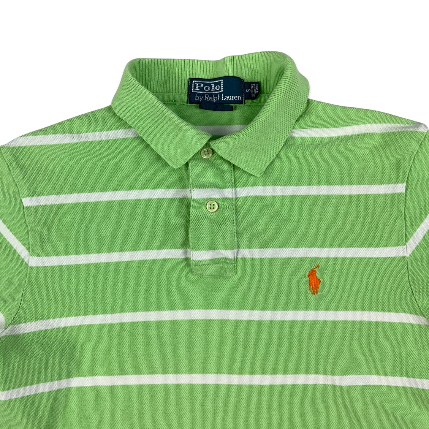Vintage Ralph Lauren Green & White Stripe Polo Shirt XS