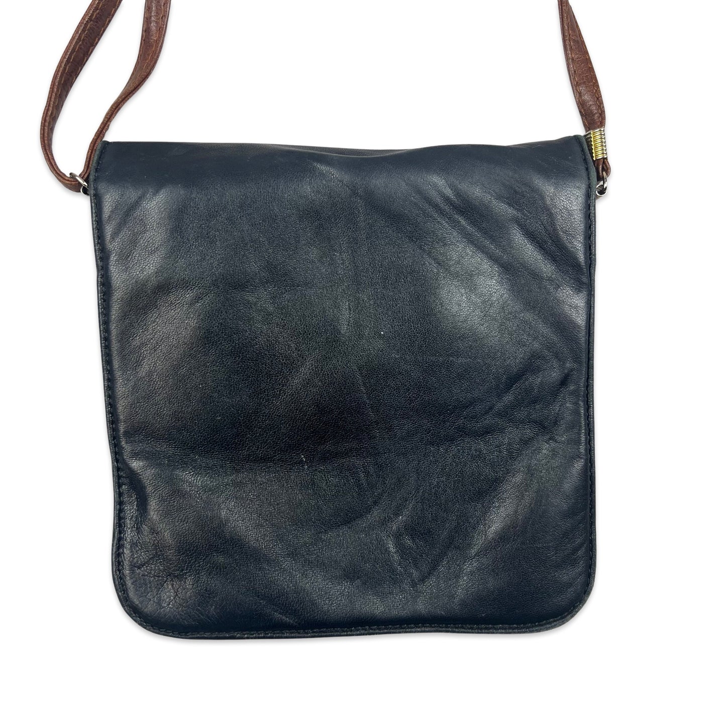Vintage Black Brown Gold Crossbody Leather Handbag
